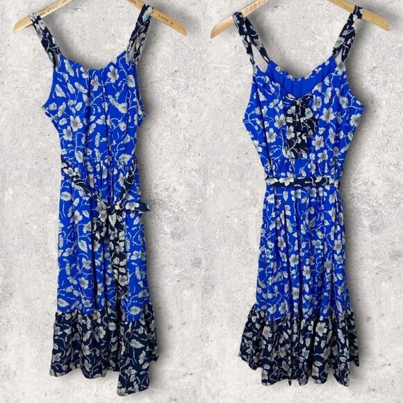 NEW Eliza J Floral Bow Tie Back Midi Sundress Blue Size‎ 4 Nordstrom Bohemian - Picture 3 of 12
